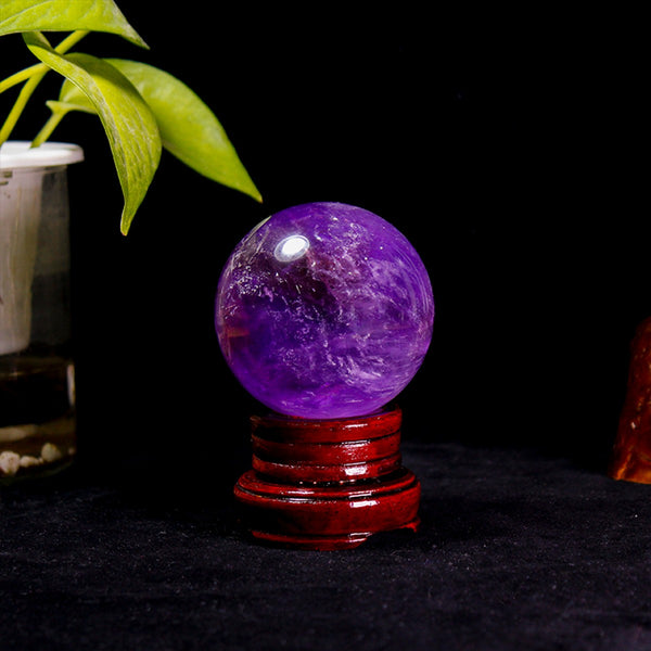 Amethyst Ball Purple Crystal Sphere for Meditation, Chakra Healing Healing Crystal Home