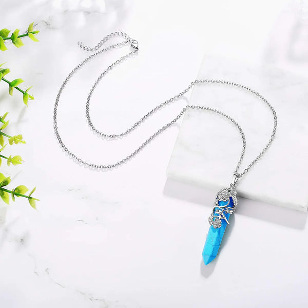 Flower Wrapped Crystal Necklace for Lady, Girlfriend, Love Healing Crystal Home