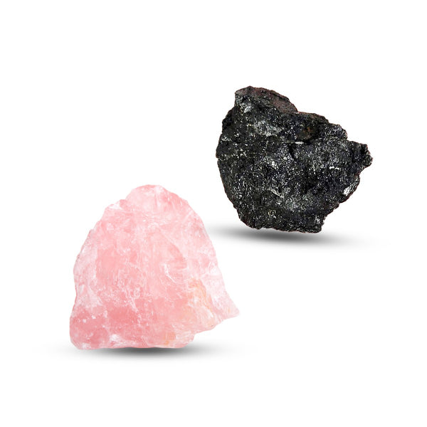 Love & Protection - Black Tourmaline & Rose Quartz Healing Crystal Set Healing Crystal Home