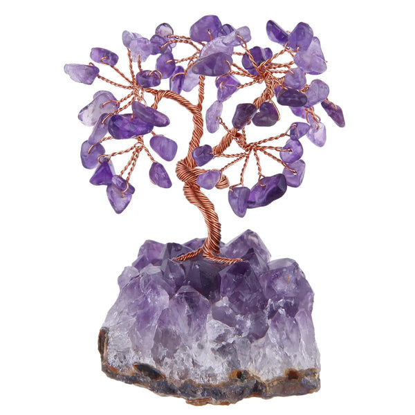 Natural Amethyst Tree Of Life Fortune Crystal Tree With Amethyst Cluster Base - Health & Weath Gift Healing Crystal Home