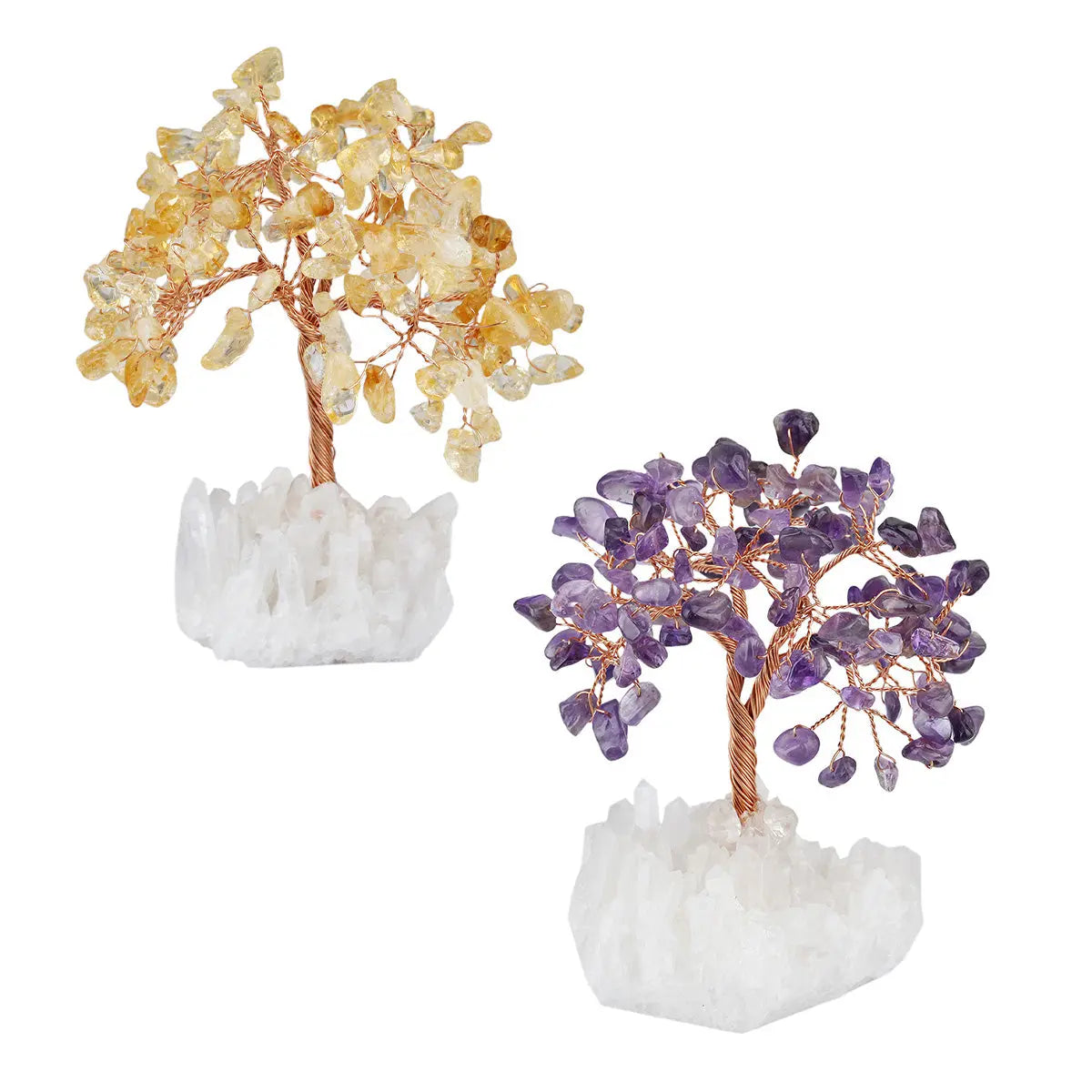 Natural Amethyst & Citrine Crystal Tree with White Cluster Crystal Base Handmade Wishing Tree Healing Crystal Home