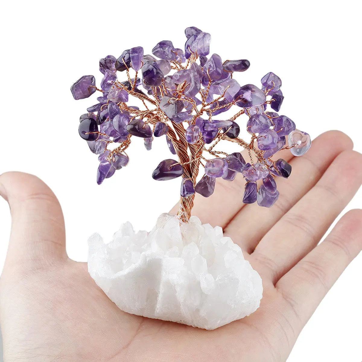 Natural Amethyst & Citrine Crystal Tree with White Cluster Crystal Base Handmade Wishing Tree Healing Crystal Home