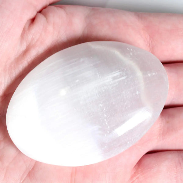 Natural Selenite Crystal Palm Stone Worry Stone Healing Crystal Home