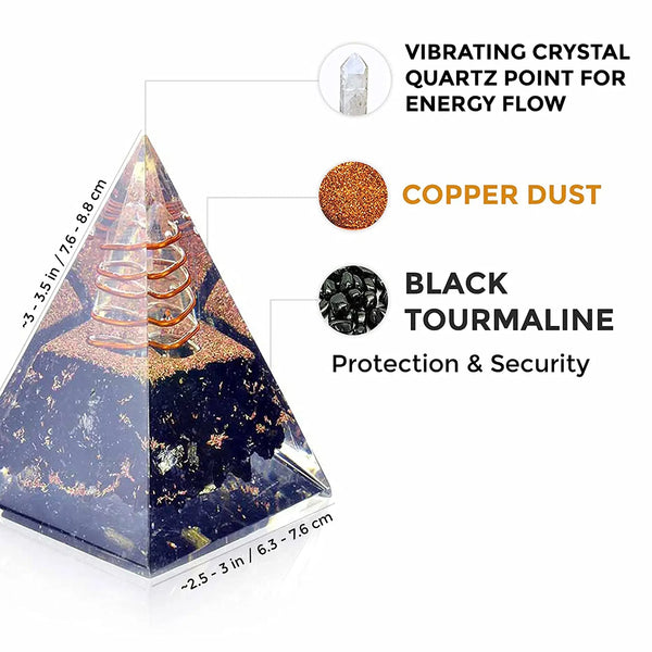 Orgone Black Tourmaline Nubian Pyramid for Healing & Meditation Healing Crystal Home
