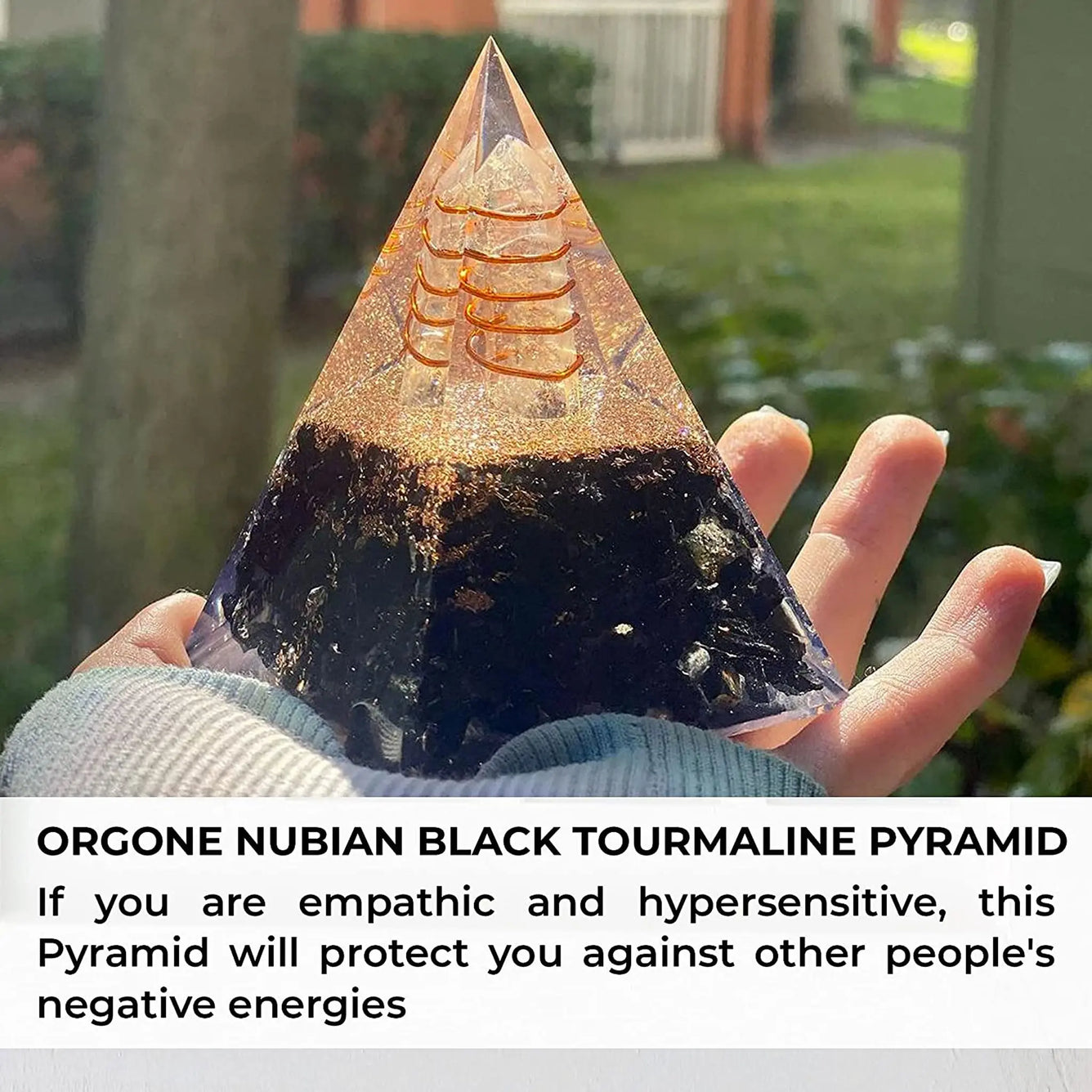 Orgone Black Tourmaline Nubian Pyramid for Healing & Meditation Healing Crystal Home