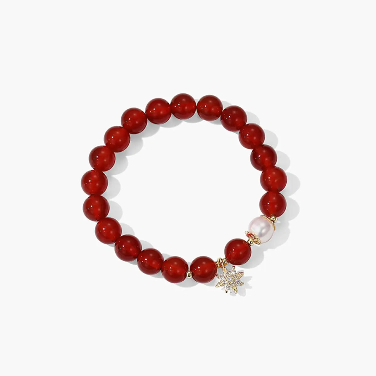 Red Agate Crystal Bracelet with Eight-point Star Charm Healing Crystal Home