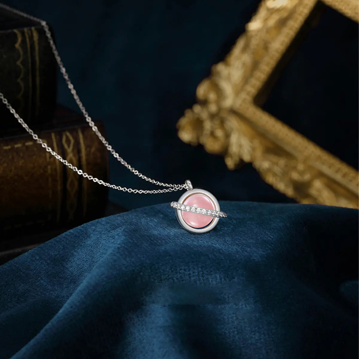 Rose Quartz Planet Necklace for Lady & Girlfriend Healing Crystal Home