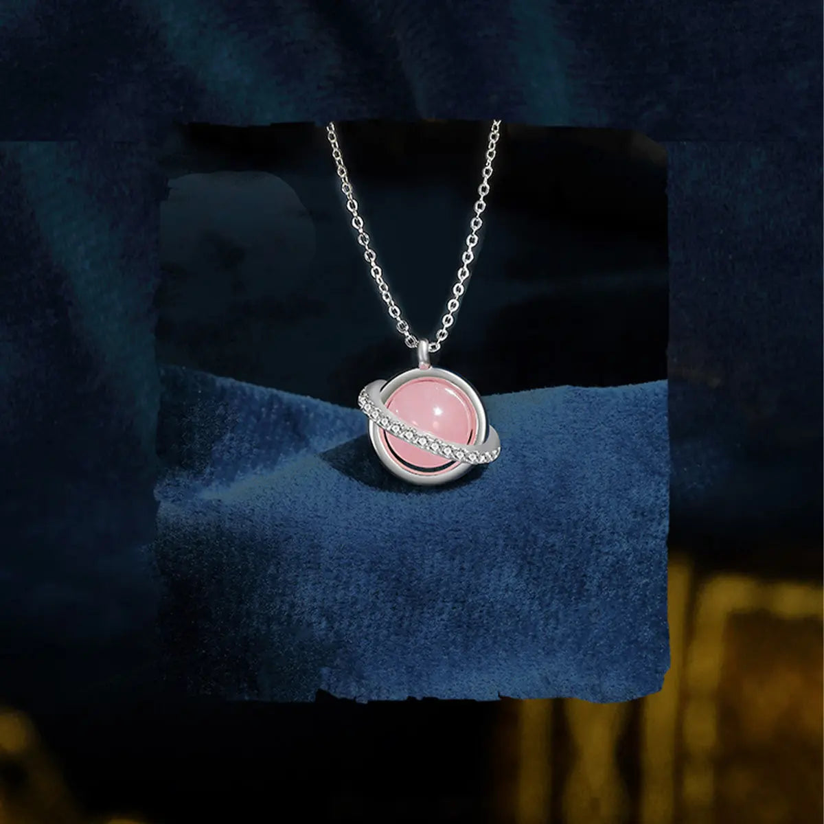 Rose Quartz Planet Necklace for Lady & Girlfriend Healing Crystal Home