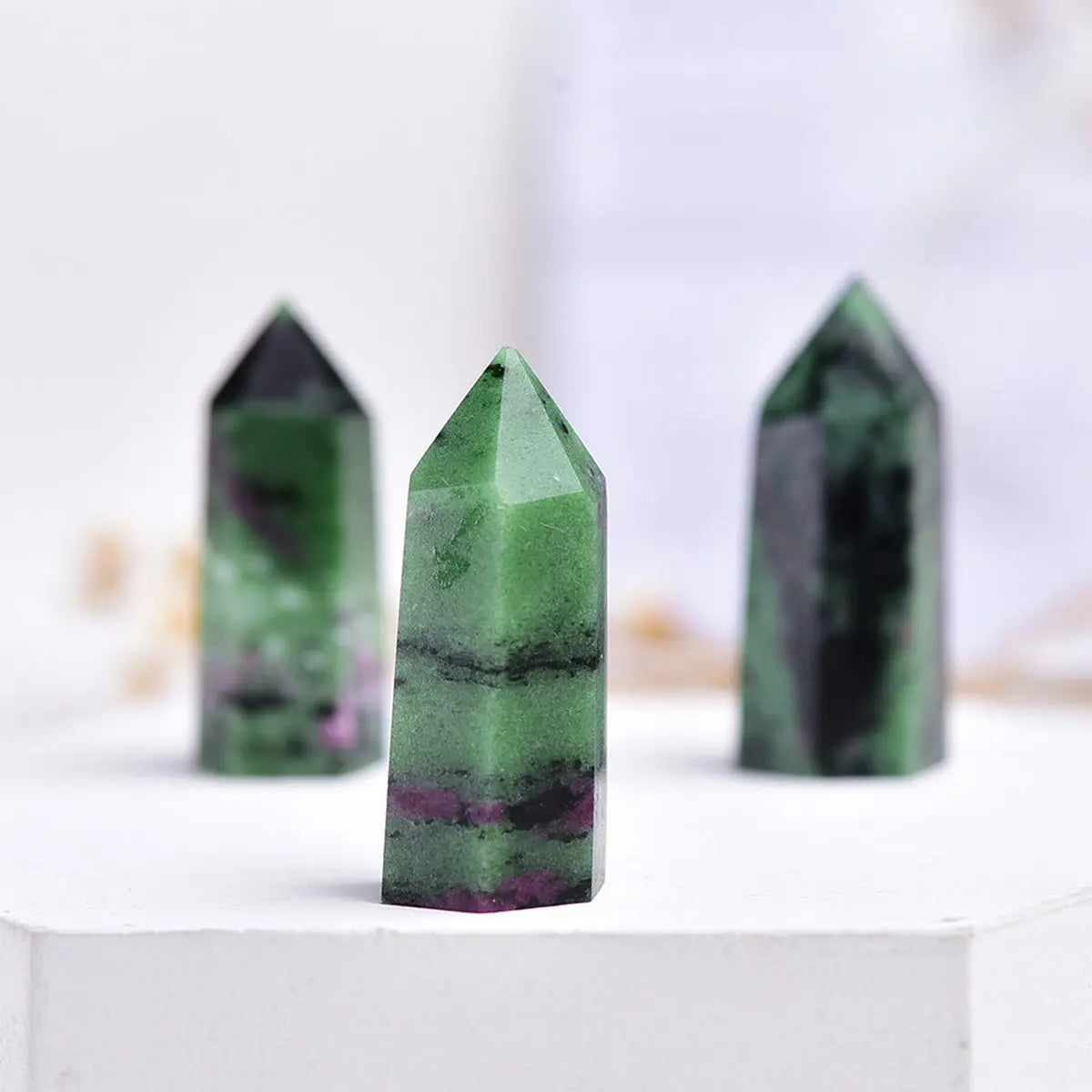 Set of Three Hexagonal Single-Pointed Natural Crystal Healing Crystal Home