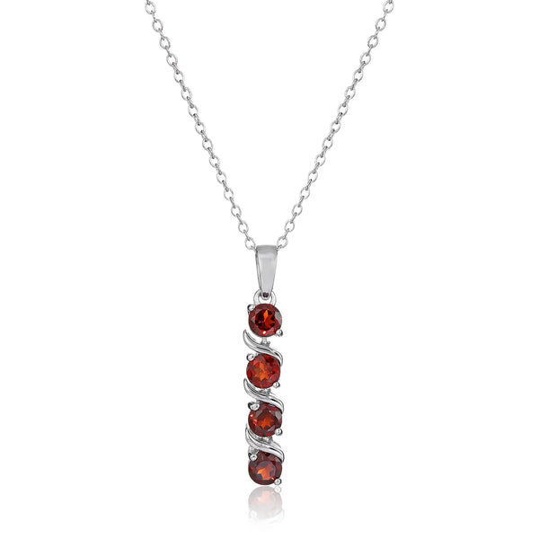 Sterling Silver 4-Stone Genuine Gemstone Pendant Necklace Healing Crystal Home