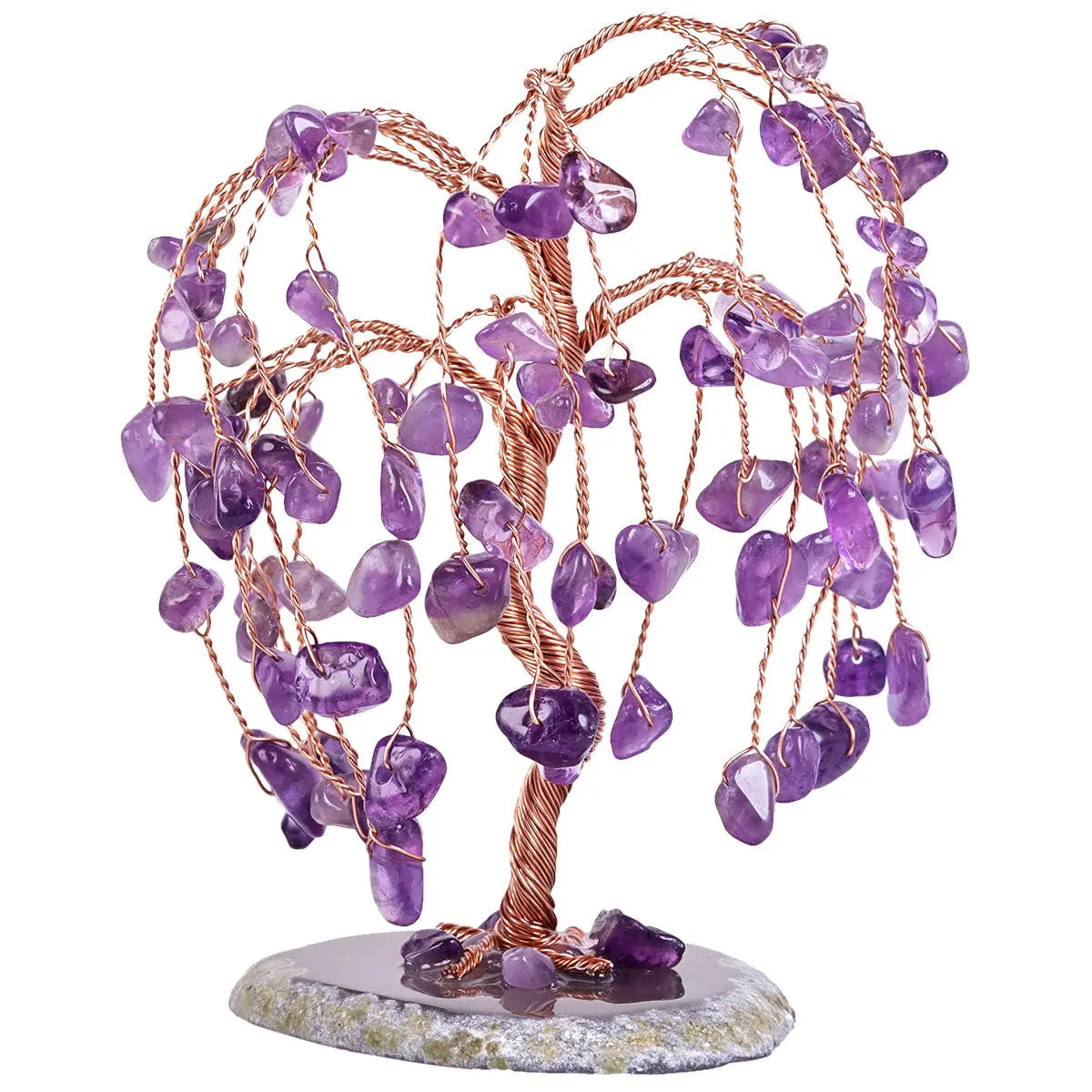 Willow Crystal Tree Energy Crystal Gravel Agate Base Crafts, Amethyst, Rose Quartz, Peridot Crystals Tree - Good Luck Wealth & Health Healing Crystal Home