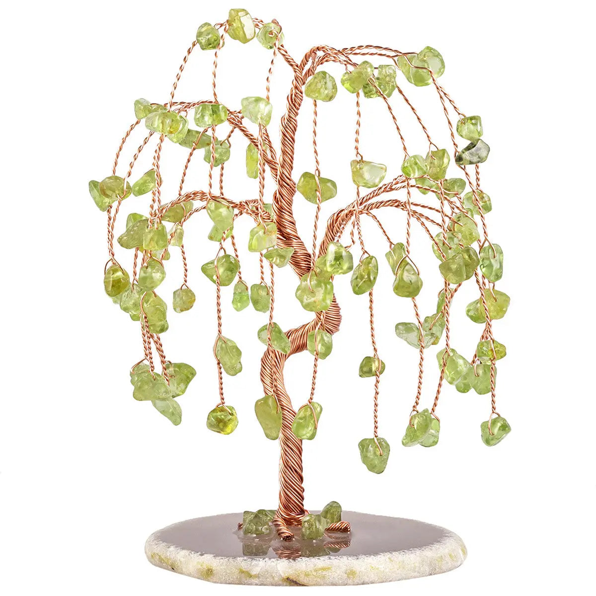 Willow Crystal Tree Energy Crystal Gravel Agate Base Crafts, Amethyst, Rose Quartz, Peridot Crystals Tree - Good Luck Wealth & Health Healing Crystal Home